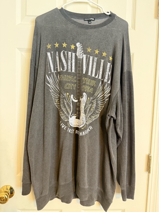 Fashion Nova Dresses & Skirts - Fashion Nova Gray Nashville Graphic Long Sleeve Pullover Dress